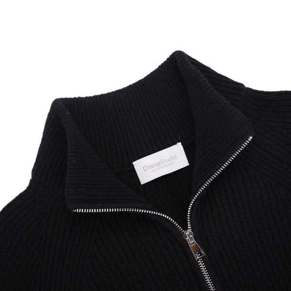 Half zip in English knitted wool