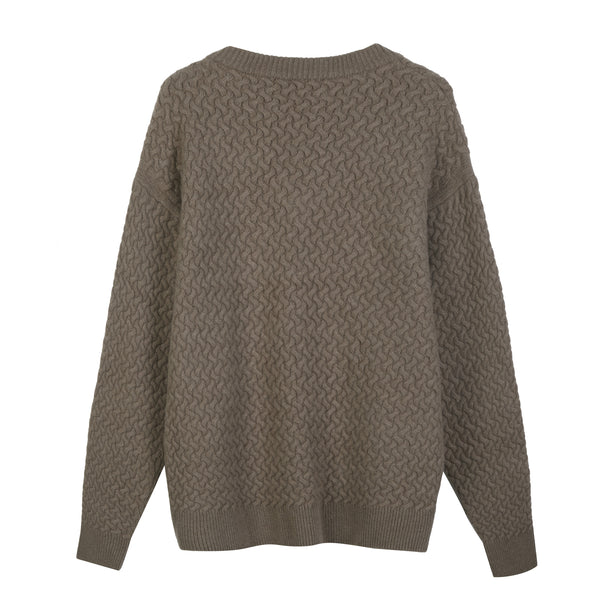 Scollo a V in punto canestro in Cashmere e Lana