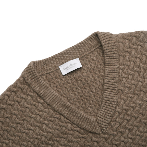 Scollo a V in punto canestro in Cashmere e Lana