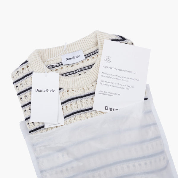 Girocollo traforato in Maglia - Variante Ecru/Grigio/Violet - Immagine 10