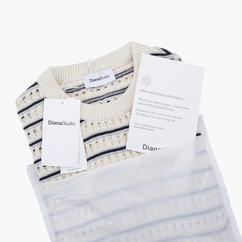 Girocollo traforato in Maglia - Variante Ecru/Grigio/Violet - Immagine 10