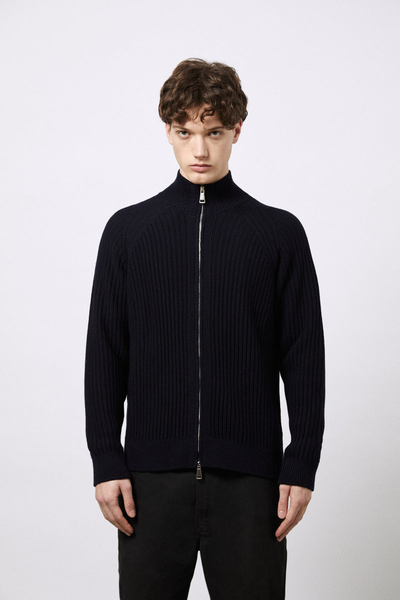 Giacca zip in Lana Merino extrafine