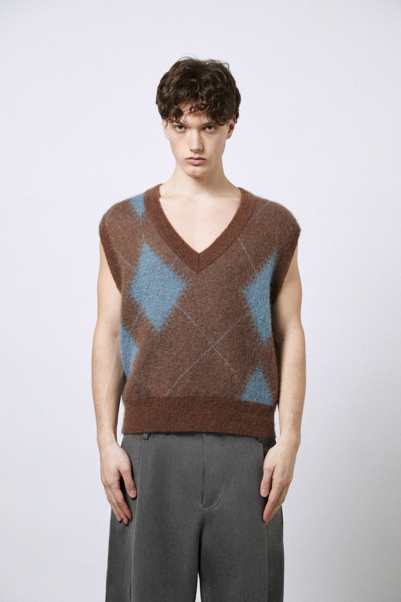 Argyle-Weste aus Superkid-Mohair