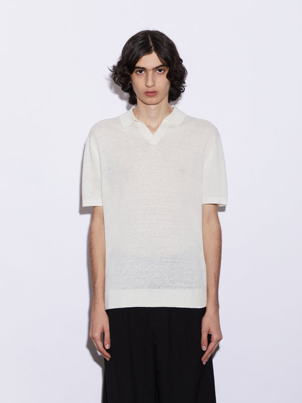 Polo senza bottoni in Lino