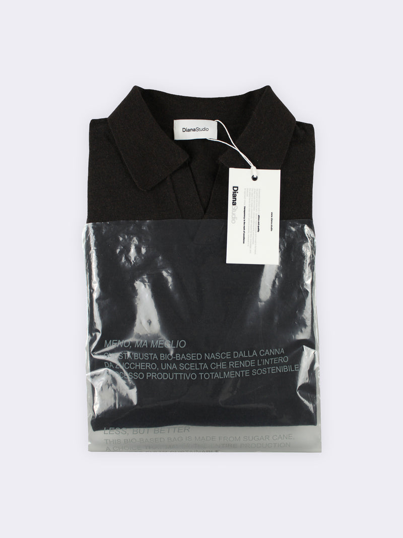 Buttonless polo shirt in extra-fine Merino wool