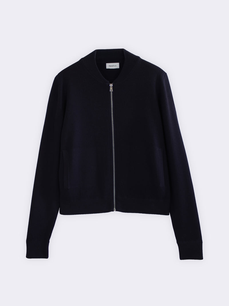 Merino Wool Milano Knit Bomber Jacket