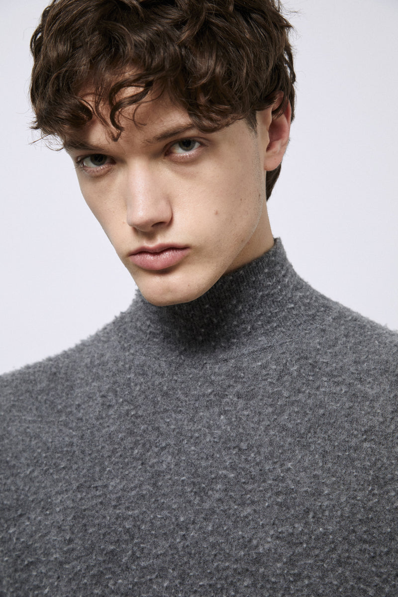 Pure Wool Mock Neck Sweater with Casentino Finish