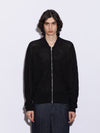 Giacca zip in Lino in punto chicco di riso
