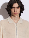 Giacca zip in Lino in punto chicco di riso