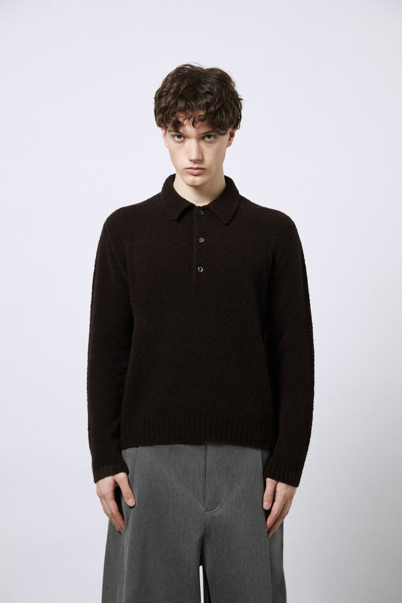Polo aus Merino-Bouclé-Wolle