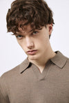 Buttonless polo shirt in extra-fine Merino wool