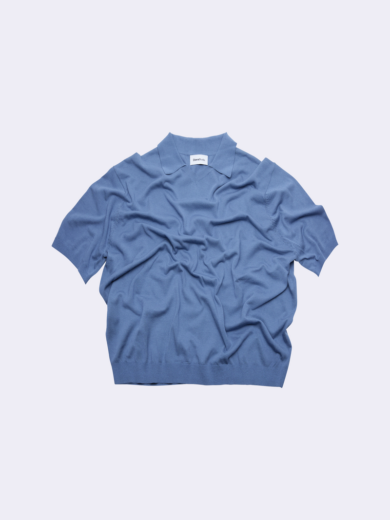 Polo con scollo a V in Cotone e Seta