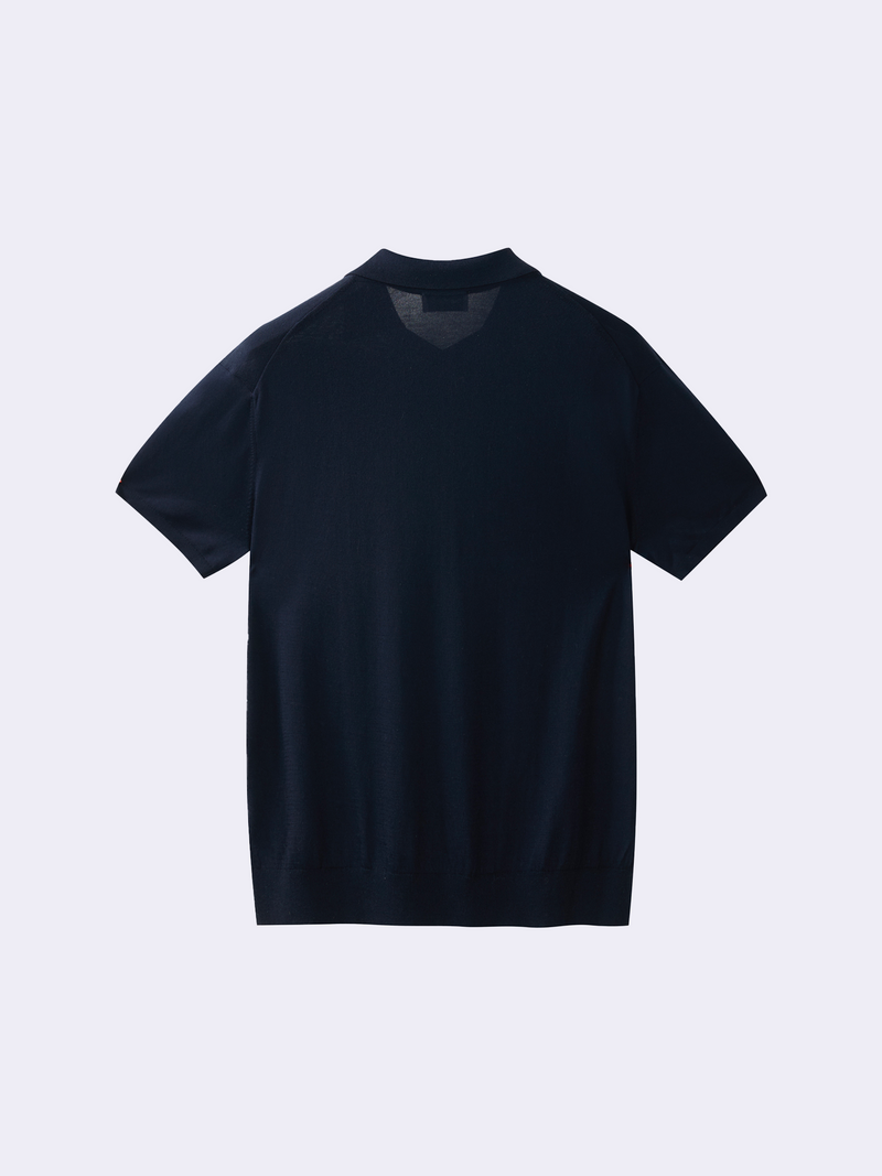 Polo con scollo a V in Cotone e Seta