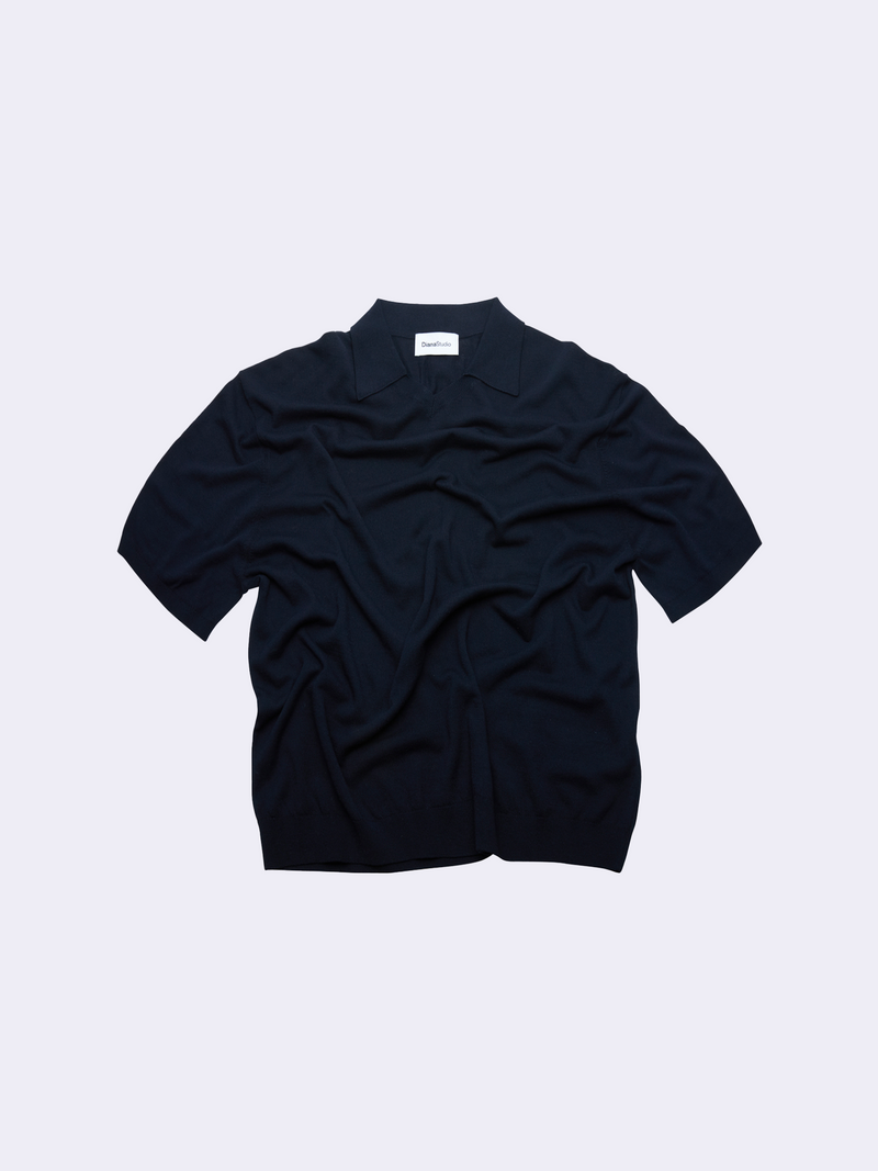 Polo con scollo a V in Cotone e Seta