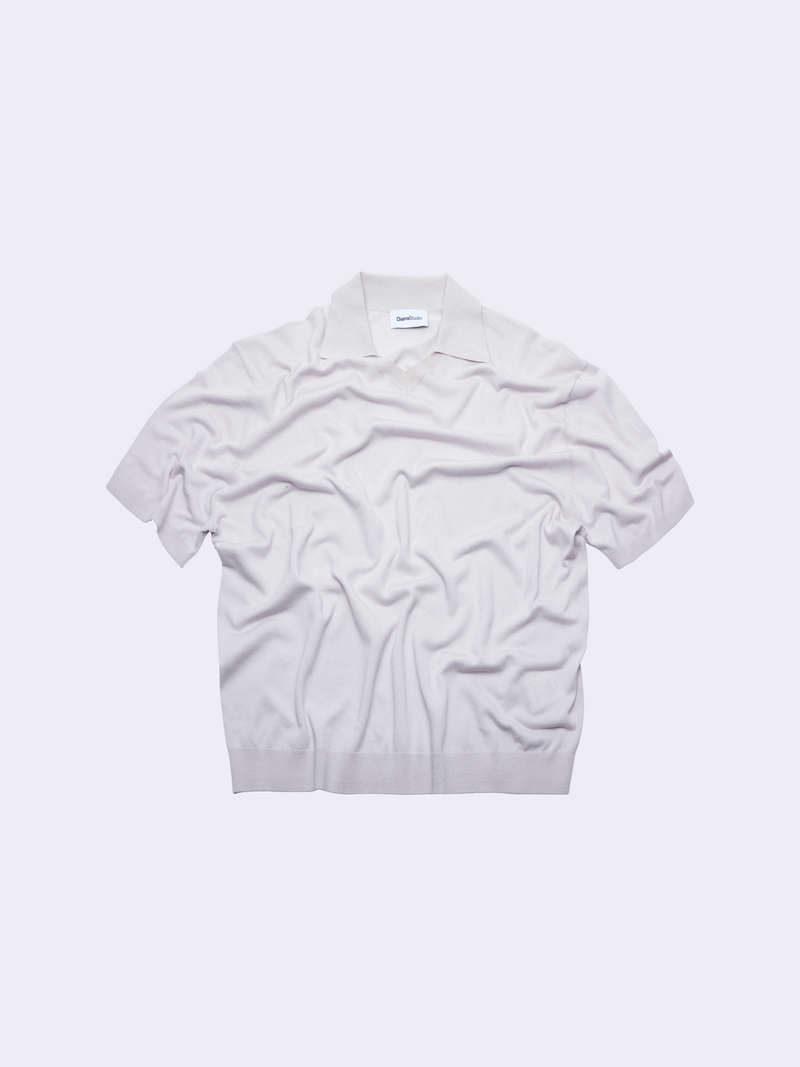 Polo con scollo a V in Cotone e Seta