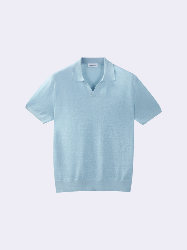 Polo senza bottoni in Lino