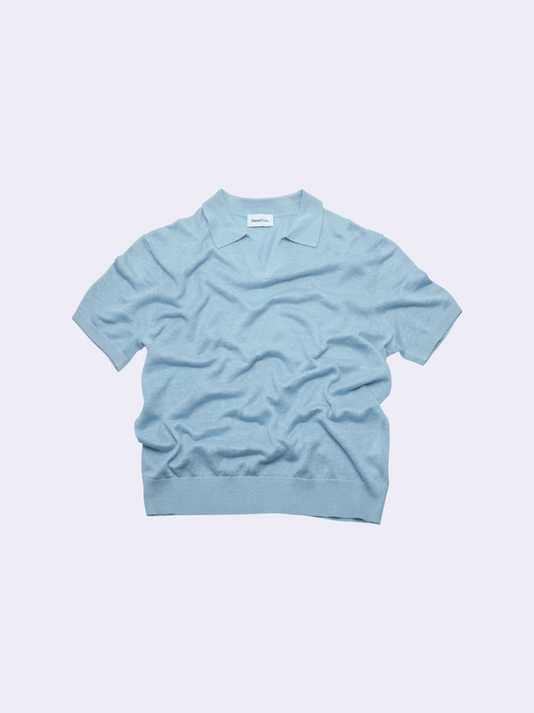 Polo senza bottoni in Lino