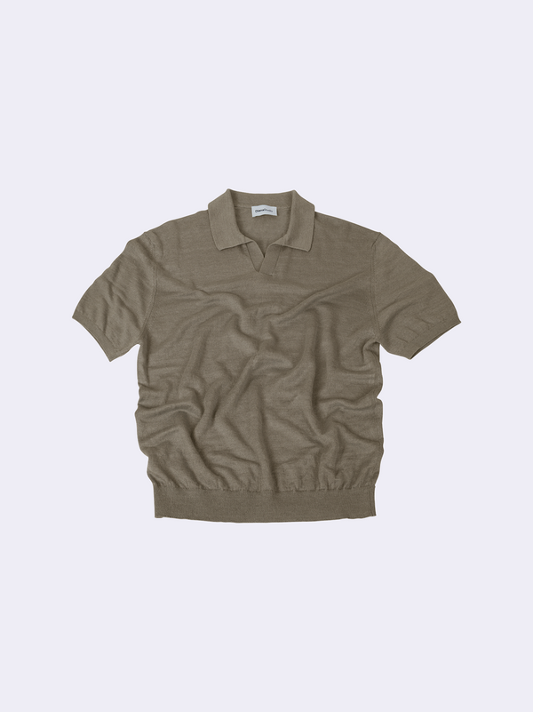 Polo senza bottoni in Lino