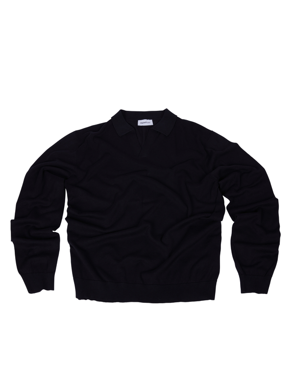 Lightweight Cotton Long Sleeve Buttonless Polo