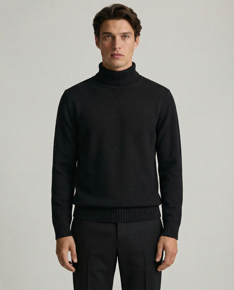Dolcevita in Maglia Rasata in Cotone