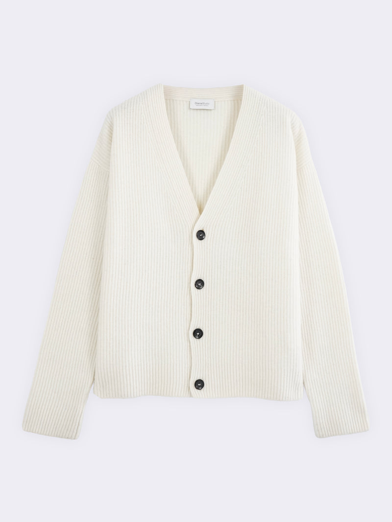 Cardigan aus reiner Wolle in englischem Strickmuster