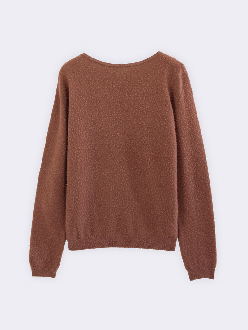 Boatneck in pura Lana con lavorazione casentino