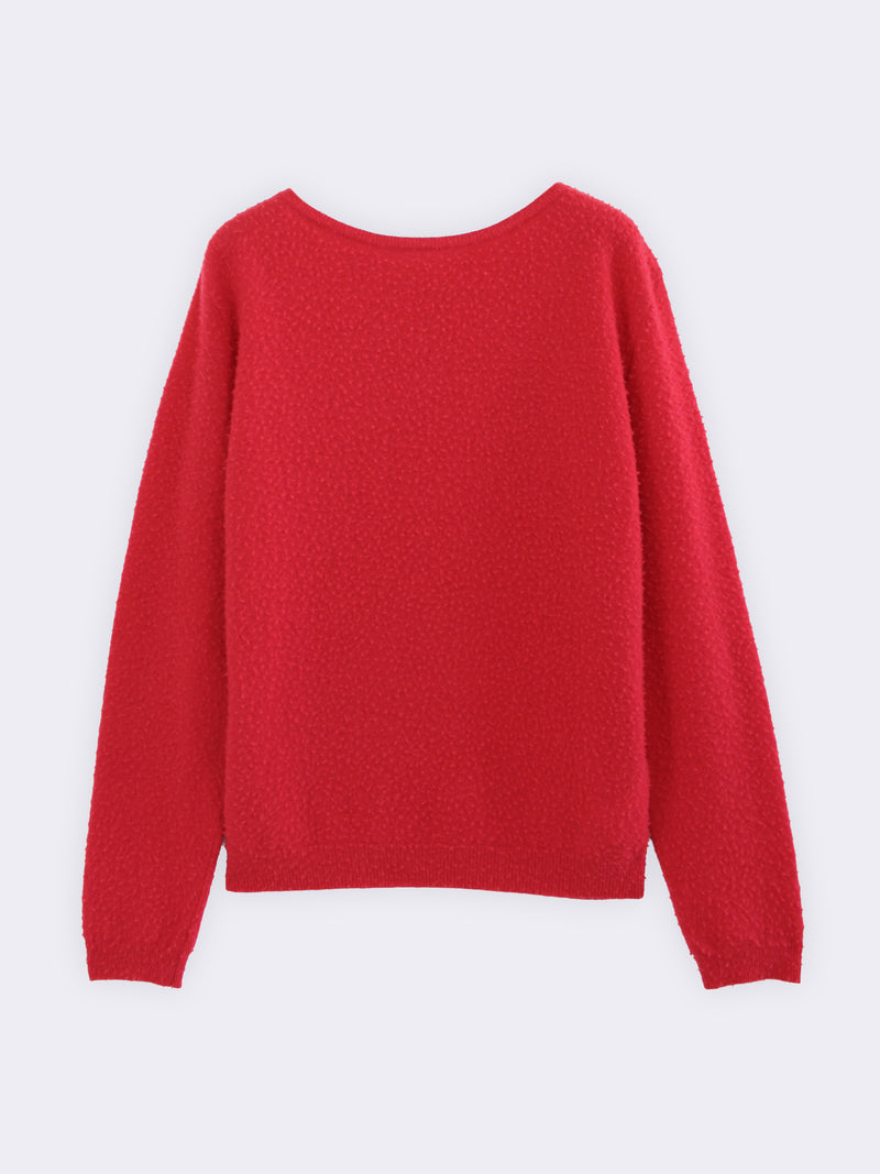 Boatneck in pura Lana con lavorazione casentino