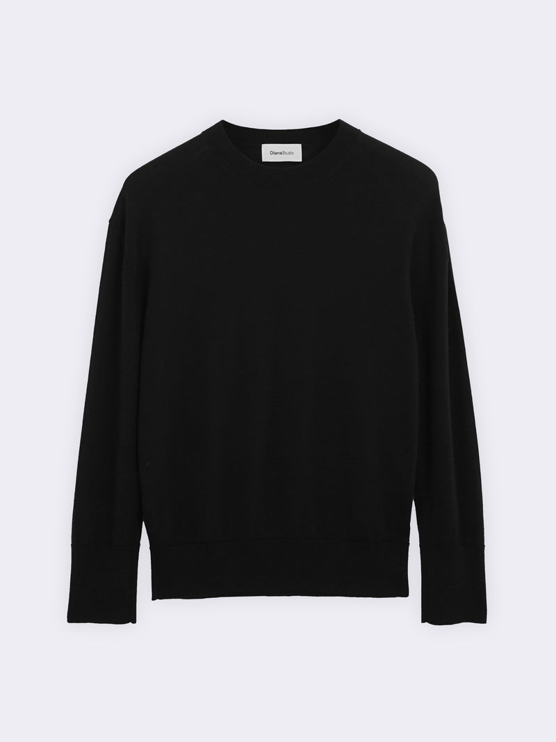 Rundhals-Pullover aus Kaschmir und extrafeiner Merinowolle