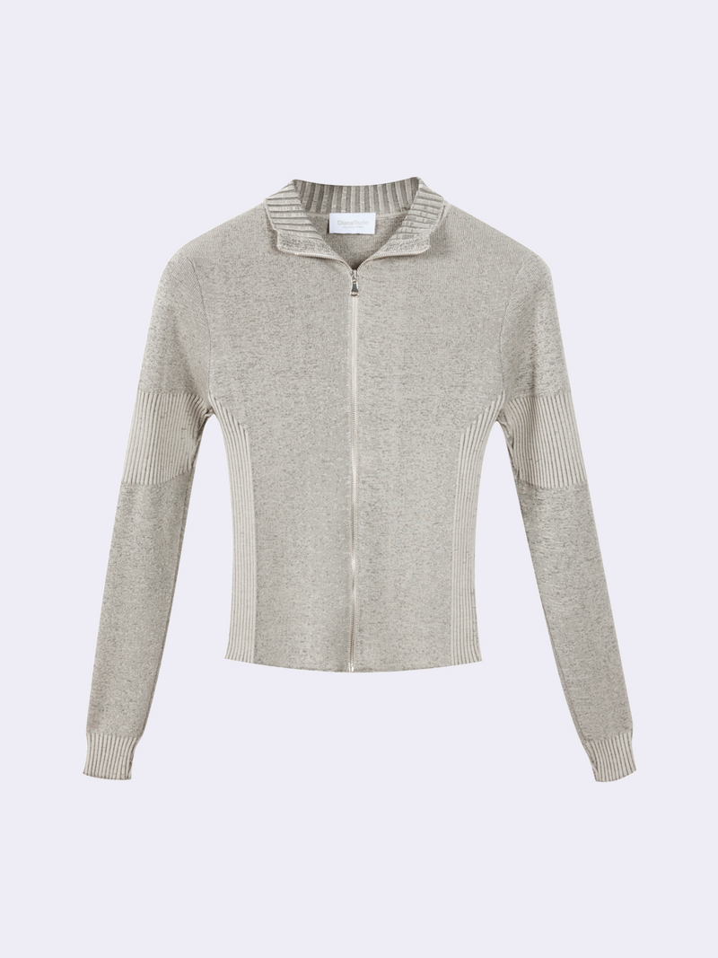 Maglia full zip in Lana e Cotone