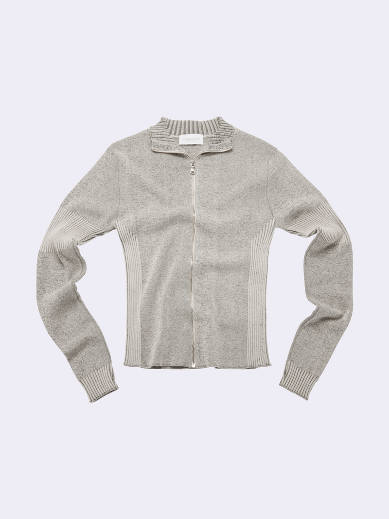 Maglia full zip in Lana e Cotone