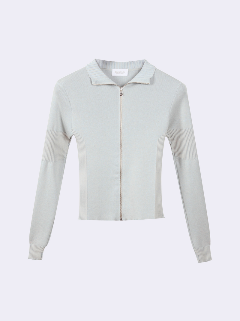 Maglia full zip in Lana e Cotone