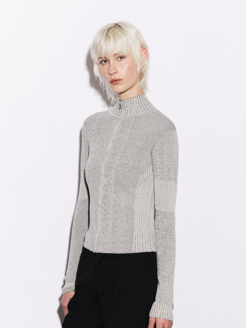 Maglia full zip in Lana e Cotone