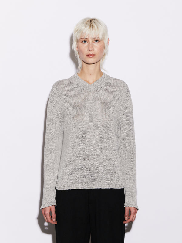 Scollo a V in Lino e Seta