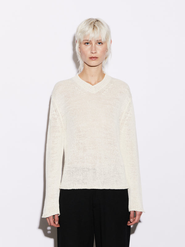 Scollo a V in Lino e Seta