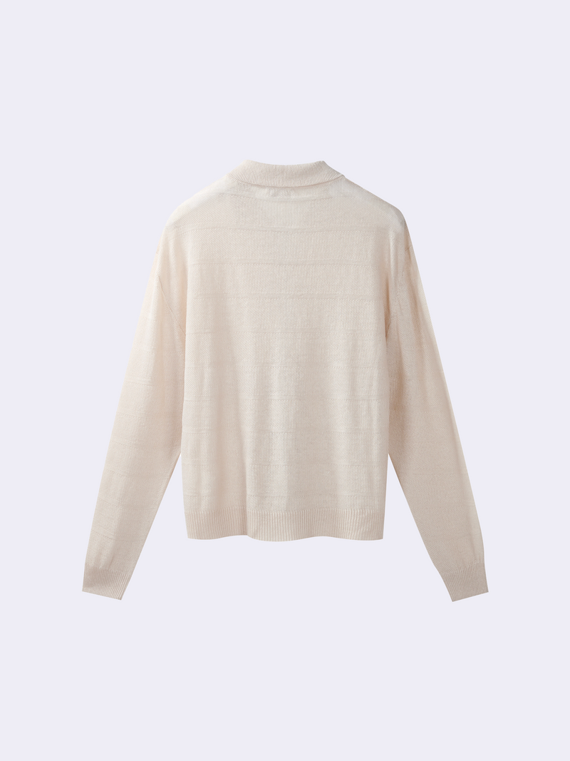 Giacca zip in Lino in punto chicco di riso