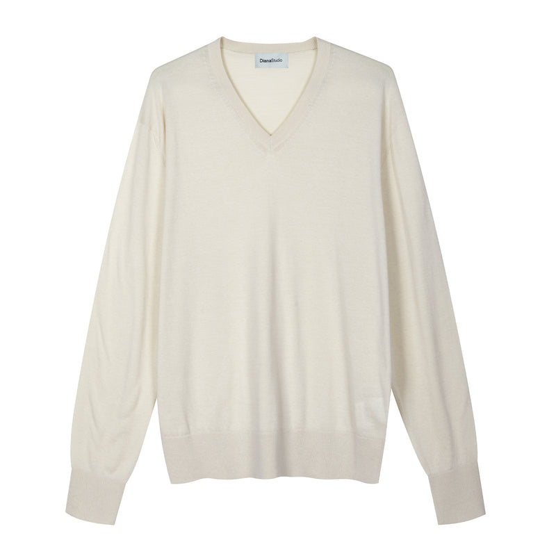 Scollo a V in Lana Merino extrafine e Cotone organico