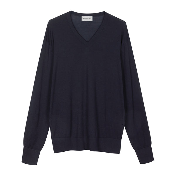 Scollo a V in Lana Merino extrafine e Cotone organico