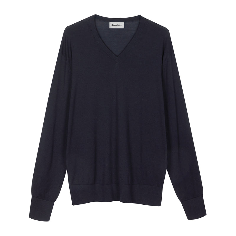 Scollo a V in Lana Merino extrafine e Cotone organico