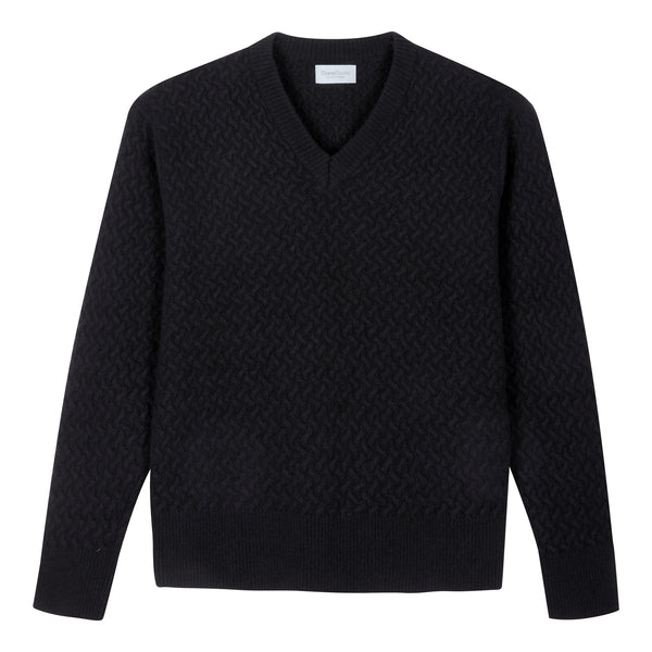 Scollo a V in punto canestro in Cashmere e Lana