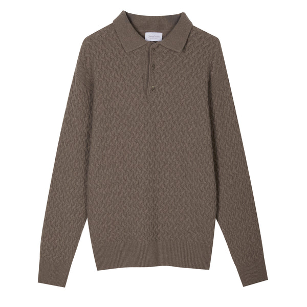 Polo in punto canestro in Cashmere e Lana