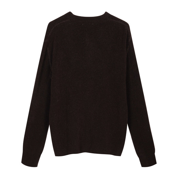 Merino wool blend cardigan with henley collar
