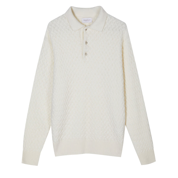 Polo in punto canestro in Cashmere e Lana