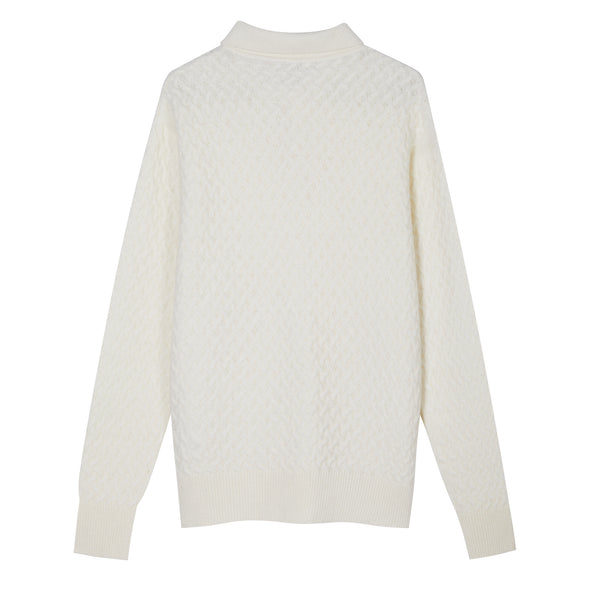 Polo in punto canestro in Cashmere e Lana