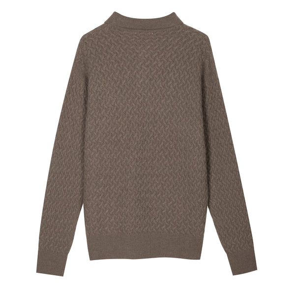 Polo in punto canestro in Cashmere e Lana