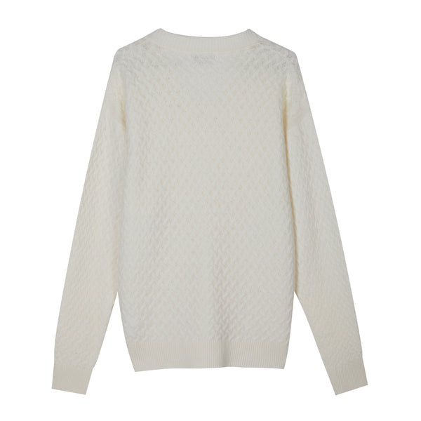 Scollo a V in punto canestro in Cashmere e Lana