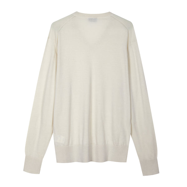 Scollo a V in Lana Merino extrafine e Cotone organico