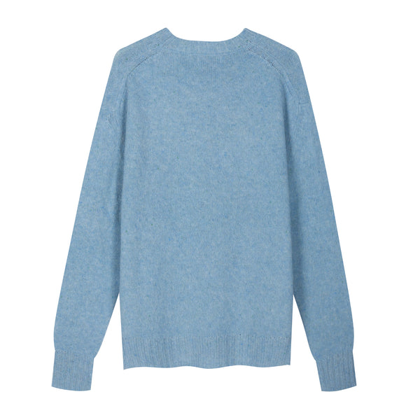 Girocollo garzato in Lana Merino bottonata