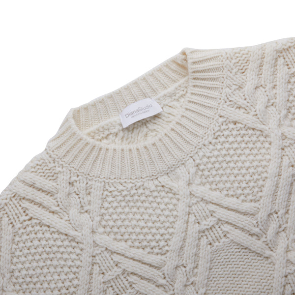 Girocollo a trecce in Lana Shetland