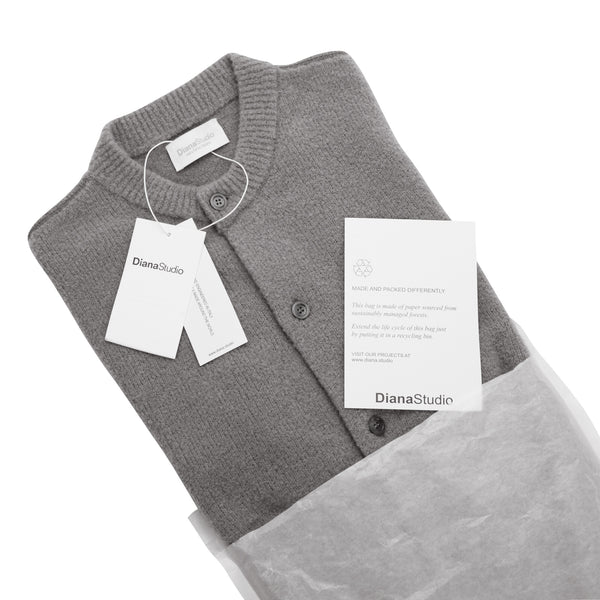 Merino wool blend cardigan with henley collar