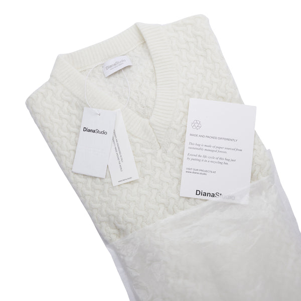 Scollo a V in punto canestro in Cashmere e Lana